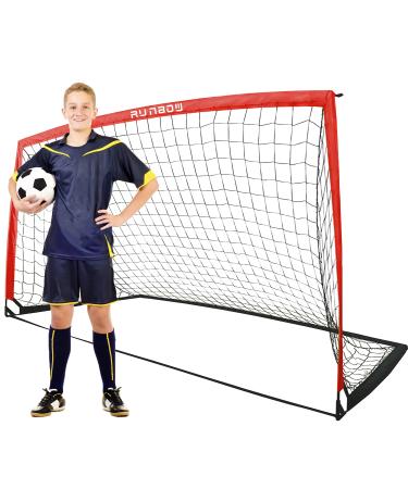 RUNBOW 9x5 ft Portable Kids Soccer Goal for Backyard Adult Junior Large Practice Soccer Net with Carry Bag Red 9x5FT 1 Pack