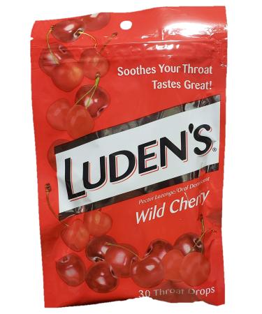 Ludens Wild Cherry Throat Drops: 12 Bags of 30 Drops - Kd