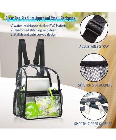 Mildbeer Clear Stadium Approved Mini Backpack, 12x12x6 - Small Transparent Bag for Concerts and Festivals - Black - Buy Online on GoSupps.com