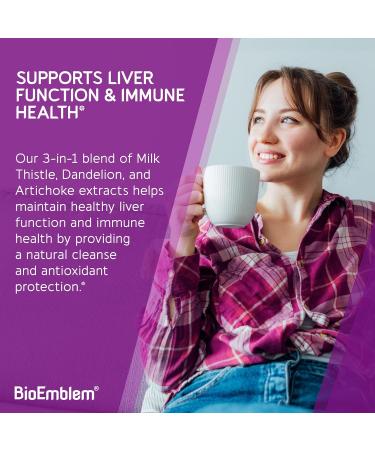 BioEmblem USDA Organic Liver Cleanse - 80% Silymarin Milk Thistle Extract for Liver Health and Liver Function with Dandelion & Artichoke Extracts - 100% Vegan Non-GMO - Herbal Liver - 60 Capsules - Buy Online on GoSupps.com