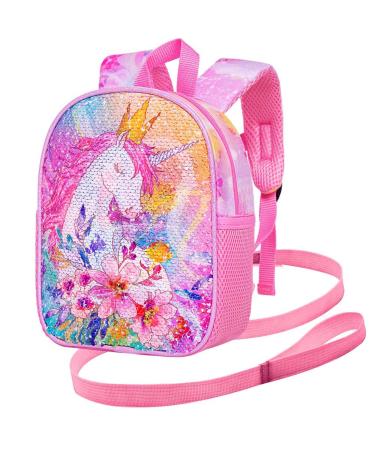 Toddler Backpack with Leash, Unicorn Safety Harness Leashes, Mini Bookbag for Children Baby Little Girls Unicorn Pink