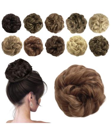 Sofeiyan hair part hair tendrils updos Unordered ponytail chignon wavy messy chignon hairstyles hair extensions for women light chestnut brown 40g light chestnut brown