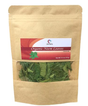 Organic whole air dried neem leaves 0.3 oz ( 10 g )