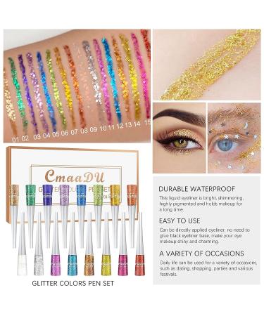 FREEORR 16 Colors Glitter Eyeliner Collection - Waterproof High Pigmented Metallic Shimmer Eyeliner Kit for Party & Festival Makeup - Buy Online on GoSupps.com