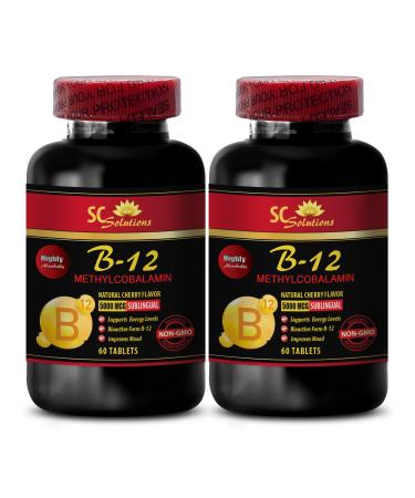 b12 Vitamins 5000 mcg - METHYLCOBALAMIN Vitamin B-12 5000 - Sports Nutrition Endurance Energy Booster Energy Supplements for Men Over 50 Vitamin b 12 Skin Support Supplements - 2 Bottles 120 Tabl