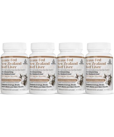 TURNER New Zealand 100% Live-Grass-Fed Beef Liver 720 Capsules Supports Energy Production Detoxification Digestion Immunity and Full Body Wellness Non-GMO 3000mg