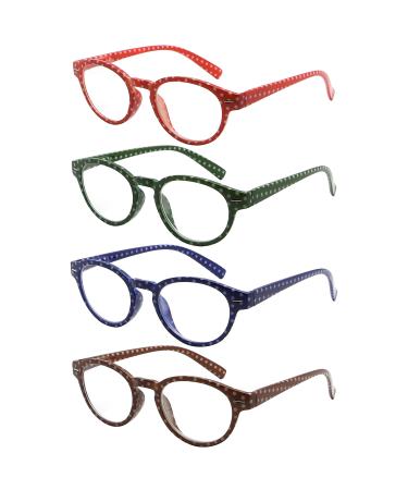 Eyekeppe 4 Pack Reading Glasses Polka Dots Pattern Oval Round Readers for Women Reading +2.50 4pcs-mix 2.5 Diopters