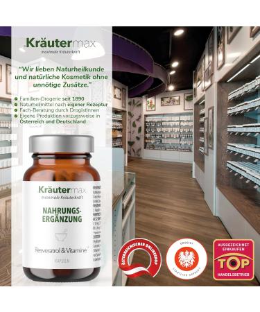 Buy NEW! High-Dose Resveratrol Capsules | Trans-Resveratrol with Curcumin Quercetin Folic Acid & Vitamins | Optimal Herbal Max Original Recipe | 60 Pieces | Worldwide Shipping - Buy Online on GoSupps.com