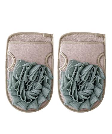 Shower Puff 2 Pack Bath Sponge Shower Loofahs Pouf Ball Nature Bamboo Charcoal Mesh Bulk Puffs Large Shower Essential Skin Care (Color : GreenX2)