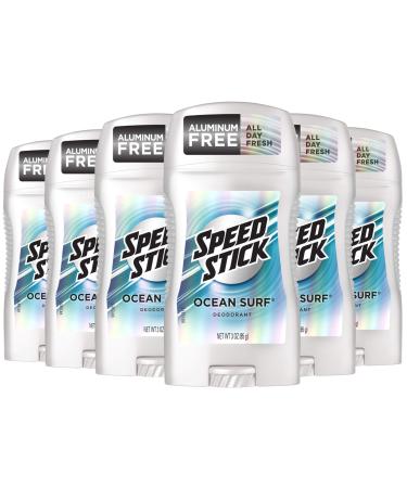 Speed Stick Underarm Deodorant for Men Aluminum Free Ocean Surf - 3 Ounce (Pack of 6) 3 Ounce (Pack of 6) Ocean Surf