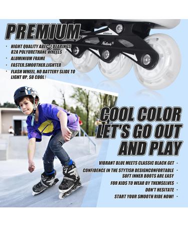 MammyGol Adjustable Inline Skates for Kids with Illuminating Wheels - Beginner Roller Blades for Youth - Black, Large (5-8 US) - Buy Online on GoSupps.com
