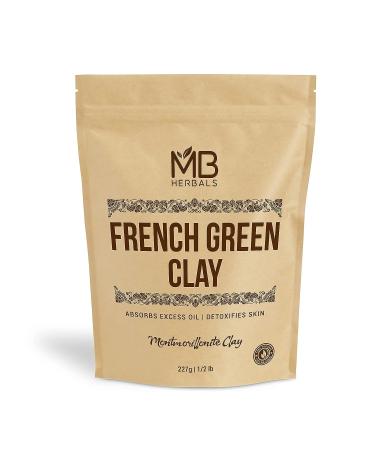 MB Herbals French Green Clay 8 oz - 100% Pure Montmorillonite Clay for Oily Skin | Absorbs Oil, Detoxifies Skin | No Chemical Preservatives - Buy Online on GoSupps.com