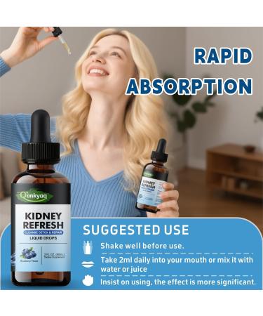 Kidney Cleanse Drops with Astragalus Chanca Piedra | Urinary Tract Support Liquid Detox & Repair | Vegan Natural Blueberry Flavor - 2 Fl Oz - Buy Online on GoSupps.com