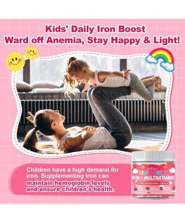 90 Count | Iron Gummies for Kids, Kids Multivitamin with Calcium, Zinc, Folate, Omega-3 & Lutein, Support Energy, Immnity, Iron Deficiency, Anemia & Brain Health, Vegan, Sugar-Free, Strawberry Flavor 90 Count (Pack of 1) - Buy Online on GoSupps.com