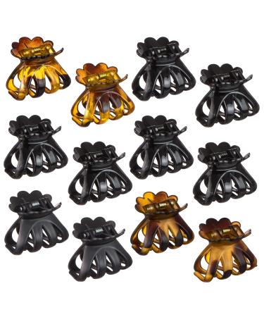 Expressions 12pc Medium Octopus Jaw Clip Set - Tortoise & Black Hair Clips For Everyday Hair Styling Claw Clips Variety Pack Professional Quality Claw Clip Hair Accessories Everyday Hair Clips for Women