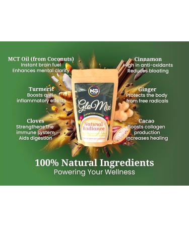 MIX GLOW Mix & Glow Vegan Superfood powder prebiotic blend of 15 advanced herbs vegetables and adaptogens including turmeric ginger cocoa and MCT oil for brain fuel glutenfree 30 servings - Buy Online on GoSupps.com