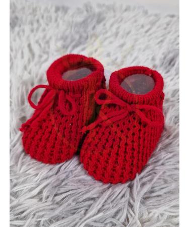 Royal Icon Baby Booties 0-3 Months | Warm & Safe Baby Slippers for Boys & Girls | Newborn Baby Boots Ri401 Red - Buy Online on GoSupps.com