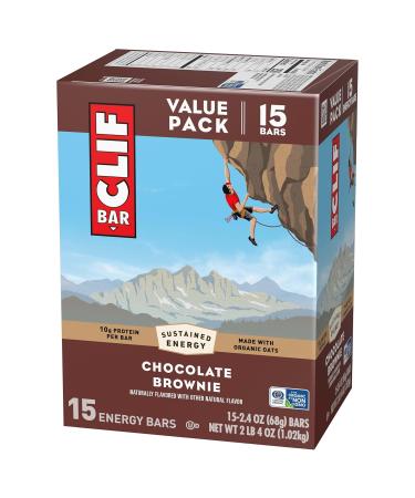 CLIF BAR - Energy Protein Bars - Chocolate Brownie - Made with Organic Oats - Energy Bars - Non-GMO - (15 Pack) Chocolate Brownie 15 Count - Buy Online on GoSupps.com