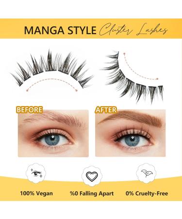 Buy Lankiz Brown Individual Manga Cluster Eyelashes | DIY Natural Eyelash Extensions | Fake Lashes in Manga-Style-04 - Buy Online on GoSupps.com