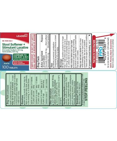 Leader 2-in-1 Stool Softener & Stimulant Laxative Docusate Sodium 50mg Sennosides 8.6 mg Gentle Occasional Constipation Relief for Adults Both Men & Women & Children Ages 6+ 100 Tablets 2-Pack - Buy Online on GoSupps.com