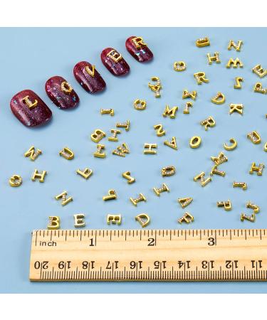 104pc 3D Letter Nail Studs & Rhinestone Decals in Gold - Alphabet Nail Design for Women & Girls - Buy Online on GoSupps.com