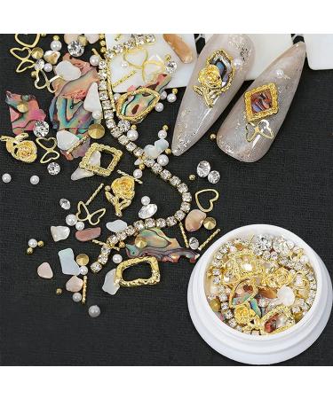 Doyizz 3D Nail Art Charms: Rose Flower Metal Studs, Rhinestones, Chain, Shell Slices - 4 Box Mixed Style Nail Art Decoration - Buy Online on GoSupps.com