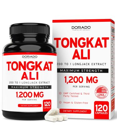 Tongkat Ali For Men 1200mg (200 to 1 Extract) - 120 Capsules - Longjack Supplement - Premium Tonkat-Ali Supplement - Support Strength Drive Athletic Performance & Muscle Mass - Gluten Free & Non-GMO