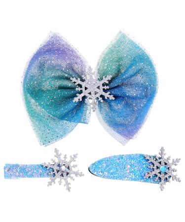 Frcolor 3 piece Christmas snowflake hairpins Christmas hair snap clips glitter arches hair clips girl hair jewelry for winter wedding party decoration