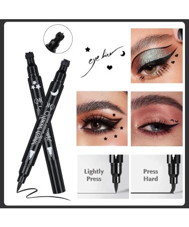 Yuccer 3-Piece Eyeliner Stamp Set - Black Liquid Eyeliner for Women | Durable Star Moon Heart & Flower Makeup Gifts - Buy Online on GoSupps.com