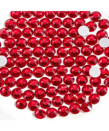 Beadsland 1440 Pieces Flat Back Rhinestones Nail Crystals Rhinestones For Nails Red SS16(3.8-4.0mm) Red SS16/1440pcs