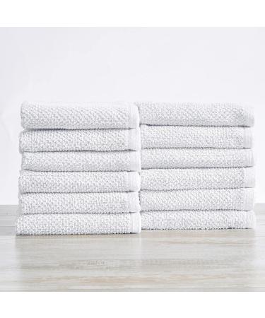 Acacia Collection 100% Cotton Quick-Dry Washcloths 12-Pack - Popcorn Weave, Ultra-Absorbent, Optic White - Buy Online on GoSupps.com