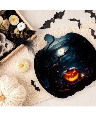 Fovolat Pumpkin Halloween Plates | Black Scary Pumpkin Paper Plates - 9Inch Pumpkin Shaped Dinner Platter Supplies for Autumn Tableware for Candy Treat Cake Snack - Buy Online on GoSupps.com