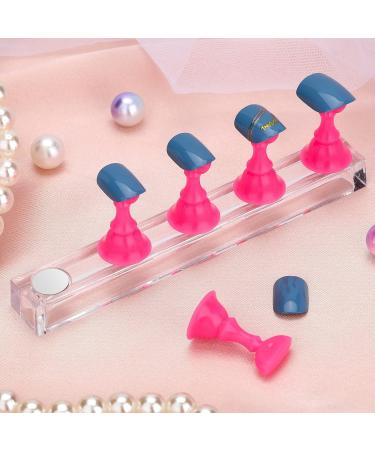 PROUSKY 2 Set Nail Display Stand Fingernail DIY Nail Art Display Nail Tip Practice Holder Magnetic for False Nail Tip Manicure Tool Home and Art Salon Use Magnetic Nail Practice Base (Rose Red) - Buy Online on GoSupps.com