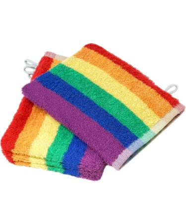 Lashuma Wash Gloves - Terry Cloth 4-Pack Rainbow Striped Washcloths 15x21 cm Soft & Absorbent Towels for All Skin Types | International Shipping - Buy Online on GoSupps.com