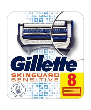 Gillette SkinGuard Sensitive Razor Blades Men Pack of 8 Razor Blade Refills with Precision Trimmer Fits Fusion Handles 7 Piece Set