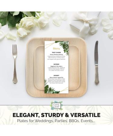 Chic Leaf Palm Leaf Plates - 48 Pc Disposable Bamboo Plates Party Pack - Compostable and Biodegradable - 10 Inch & 7 Inch Square - Eco-Friendly Alternative to Plastic and Paper Plates - Buy Online on GoSupps.com