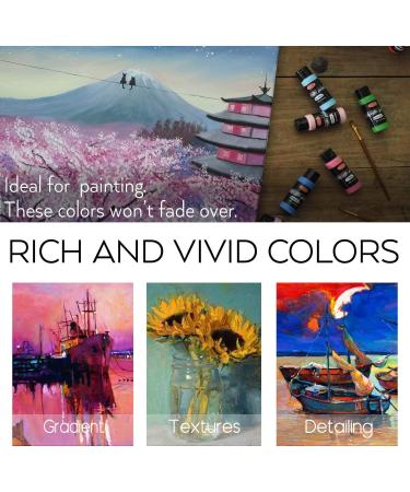 Acrylic Paint Set - 36 Colors, 2fl oz (60ml) Bottles with 12 Brushes - Non Toxic, Rich Pigment for Kids, Adults, Artists - Canvas, Crafts, Wood Painting - Buy Online on GoSupps.com