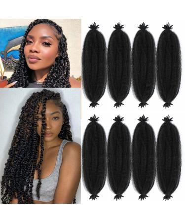 Springy Afro Twist Hair 24 Inches Pre-Separated Marley Twist Braiding Hair 8 Pack Spring Twist Hair Afro Twist Hair For Soft Locs Crochet Hair Marley Hair For Black Women (24 Inch (Pack of 8) 1B) 24 Inch (Pack of 8) 1B