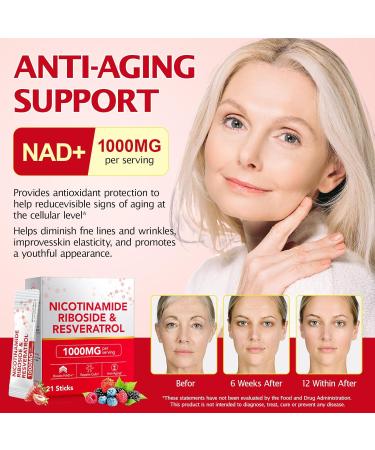 chenyayun 1000MG High-Pontency Liposomal NAD+ Liquid Supplement with Resveratrol & Quercetin High Purity-Supports Cellular Longevity Anti-Aging Energy Metabolism | 21 Packets - Buy Online on GoSupps.com