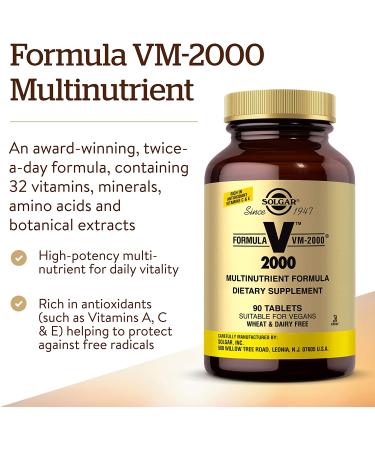 Solgar VM-2000 Multinutrient Formula - 90 Tablets for Optimal Health - Buy Online on GoSupps.com