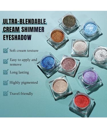 Ombre paupi res unique cr me chatoyante bleu m tallis haute pigment monochrome palette de fards paupi res m langeables scintillants paillettes longue dur e de vie mini maquillage naturel - Buy Online on GoSupps.com