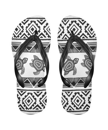 Mnsruu Sea Turtles Striped Flip Flops Home Hotel Spa Bedroom Travel L for Men Women