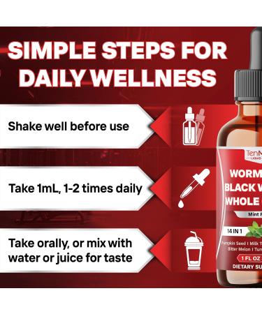 14in1 Wormwood Tincture - Wormwood Black Walnut Clove Extract with Pumpkin Seed Oil Milk Thistle Berberine HCl Bitter Melon Turmeric Curcumin Ceylon Cinnamon & More - 30 Days Supply - 1 FL Oz - Buy Online on GoSupps.com