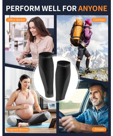 Cambivo Calf Compression Sleeves (3 Pairs) + Knee Brace Bundle with Stabilizers & Gel Pad - Buy Online on GoSupps.com