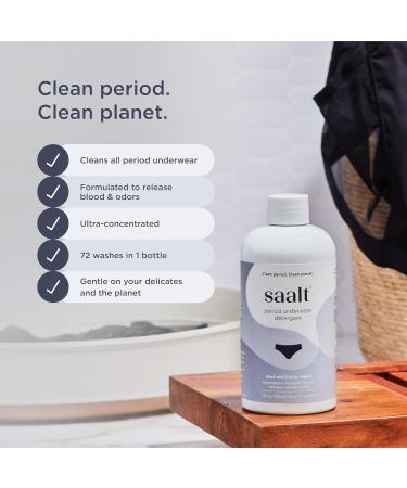 Saalt Period Underwear Detergent - Powerful Enzyme Formula for Odor & Stain Removal - Citrus & Water Lily Scent - 72 Loads 10 oz - Gentle on Delicates - Buy Online on GoSupps.com