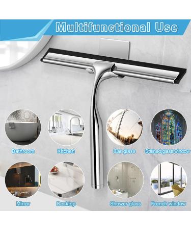 Shower Squeegees for Glass Doors 10'' Shower Squeegees with Shower Door Hook Squeegee Shower Window Cleaning Tools with Replacement Silicone Blade for Bathroom Door Car Mirror Wiper - Buy Online on GoSupps.com