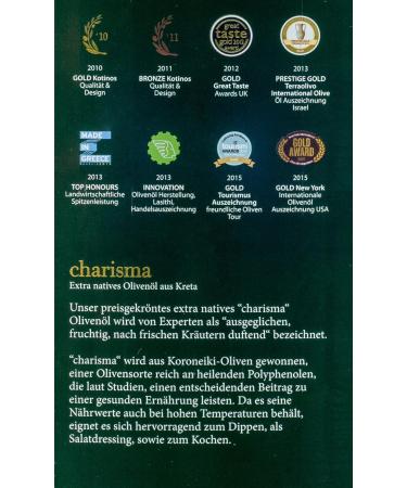 Premium Extra Virgin Olive Oil Charisma 5L - Cold Pressed Low Acidity Single Variety from Crete - Buy Online on GoSupps.com