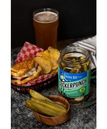 SuckerPunch Spicy Garlic Pickle Spears 24oz - 2-Pack | Gourmet Pickles - Buy Online on GoSupps.com