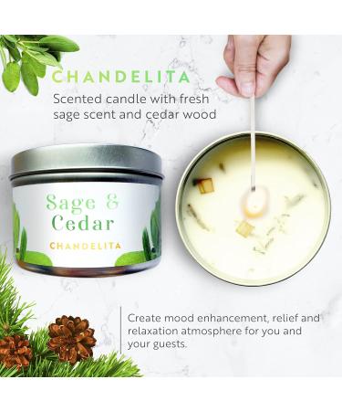 Chandelita Fragrance Candle - Natural Sage & Cedar Aroma Candle with Essential Oils | Soy Wax Chakra & Meditation Aromatherapy - Buy Online on GoSupps.com