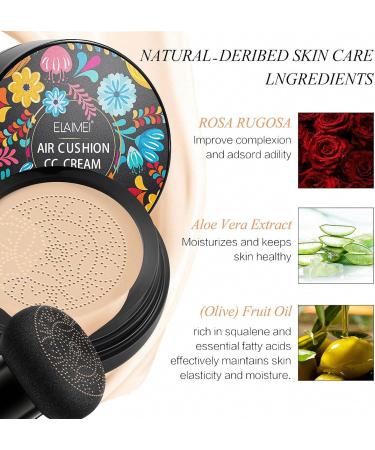 Mushroom Head Air Cushion Cream | Cream Foundation Full Coverage Moisturizing BB Cream Foundation Long-Lasting Coverage of Blemishes for All Natural Color - Buy Online on GoSupps.com